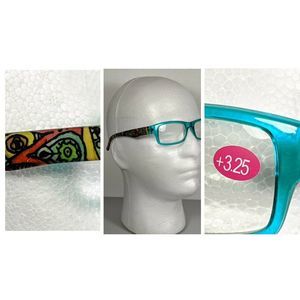 Teal Fashion Reading Glasses Tribal Unisex +3.25